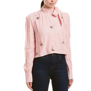 NWT Walter Baker Becky Embellished Stripe Top